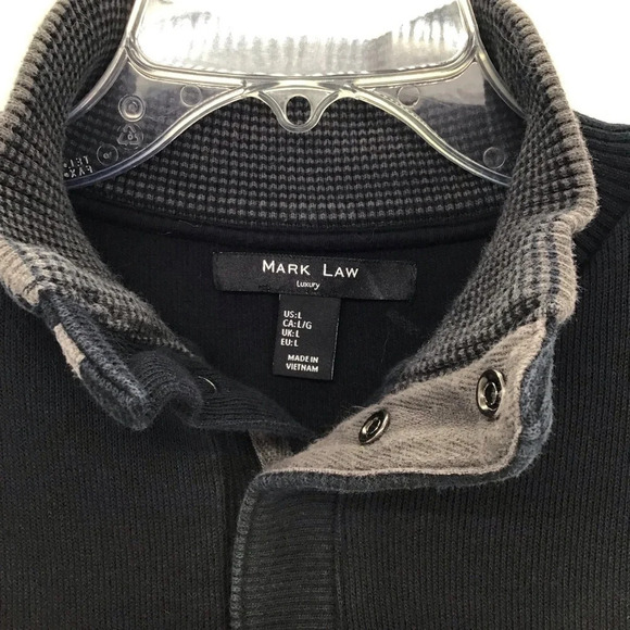 Mark Law Luxury Men’s 1/4 Snap-Up Sweater Navy/Gray Career Size Large - Picture 4 of 8